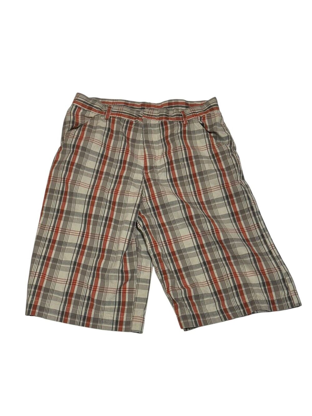 The Children’s Place Boys Plaid Cotton Shorts Size 12 Orange Beige Vintage